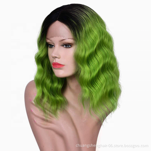 wholesale short Wavy Synthetic Lace Front Wig Lace Part Wig For Women Heat Resistance fiber ombre Synthetic Wigs Lace Front